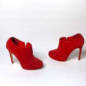 Red suede ankle boots